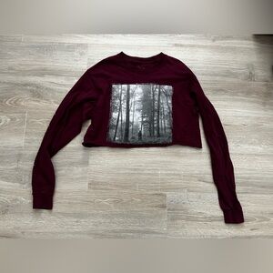 Taylor Swift Women’s In the Trees Burgundy Crop Tee Long Sleeves - Size Medium